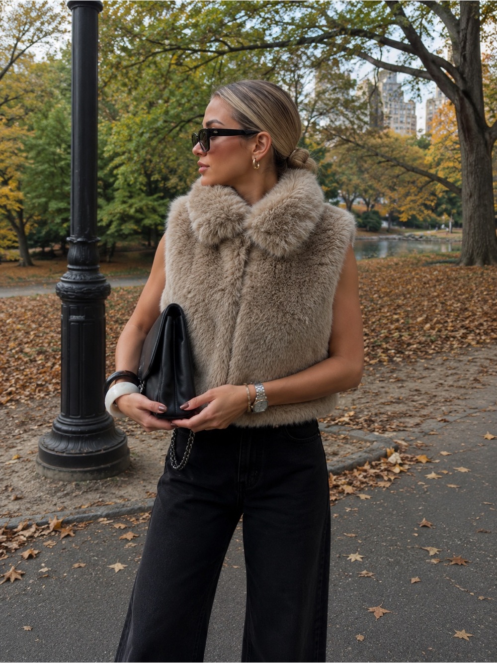 ZARA Plush Faux Fur Cropped Vest Light Beige Size Small- NWT